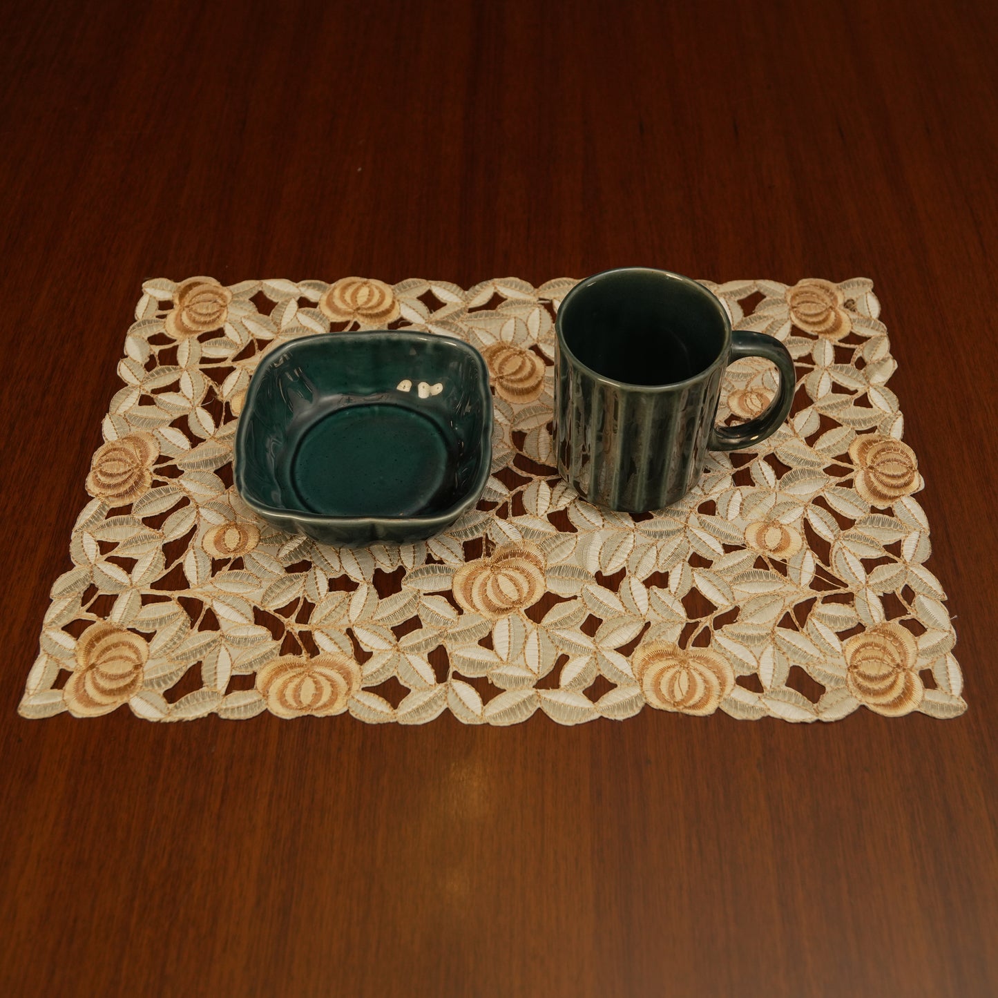 Floral Lace Overlay Table Mats (Set of 2)