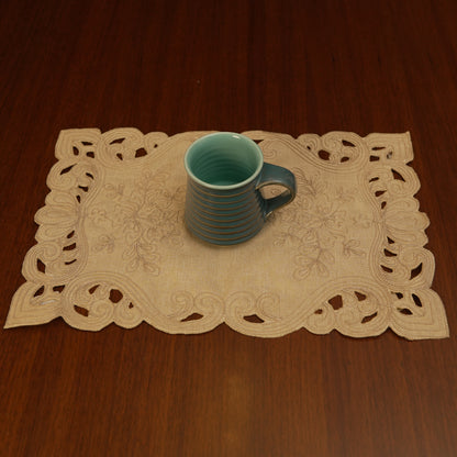 Elegant Cutwork Beige Table Mats (Set of 2)