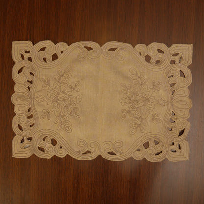 Elegant Cutwork Beige Table Mats (Set of 2)