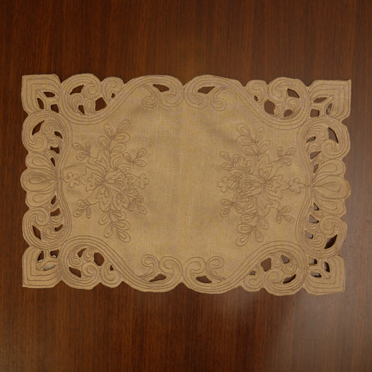Elegant Cutwork Beige Table Mats (Set of 2)