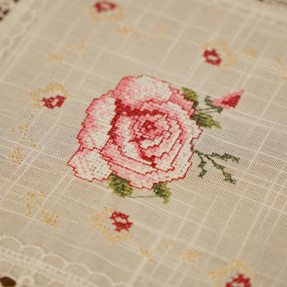 Vintage Rose Embroidered Lace Table Mats (Set of 2)