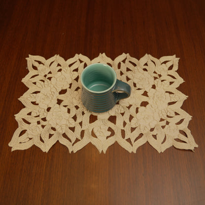 Floral Cutwork Beige Table Mats (Set of 2)