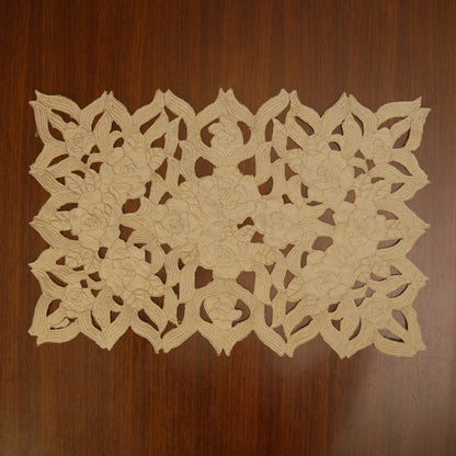 Floral Cutwork Beige Table Mats (Set of 2)