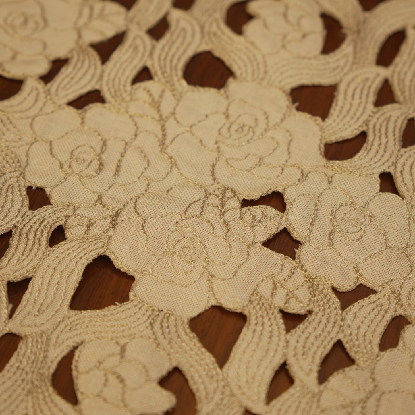 Floral Cutwork Beige Table Mats (Set of 2)