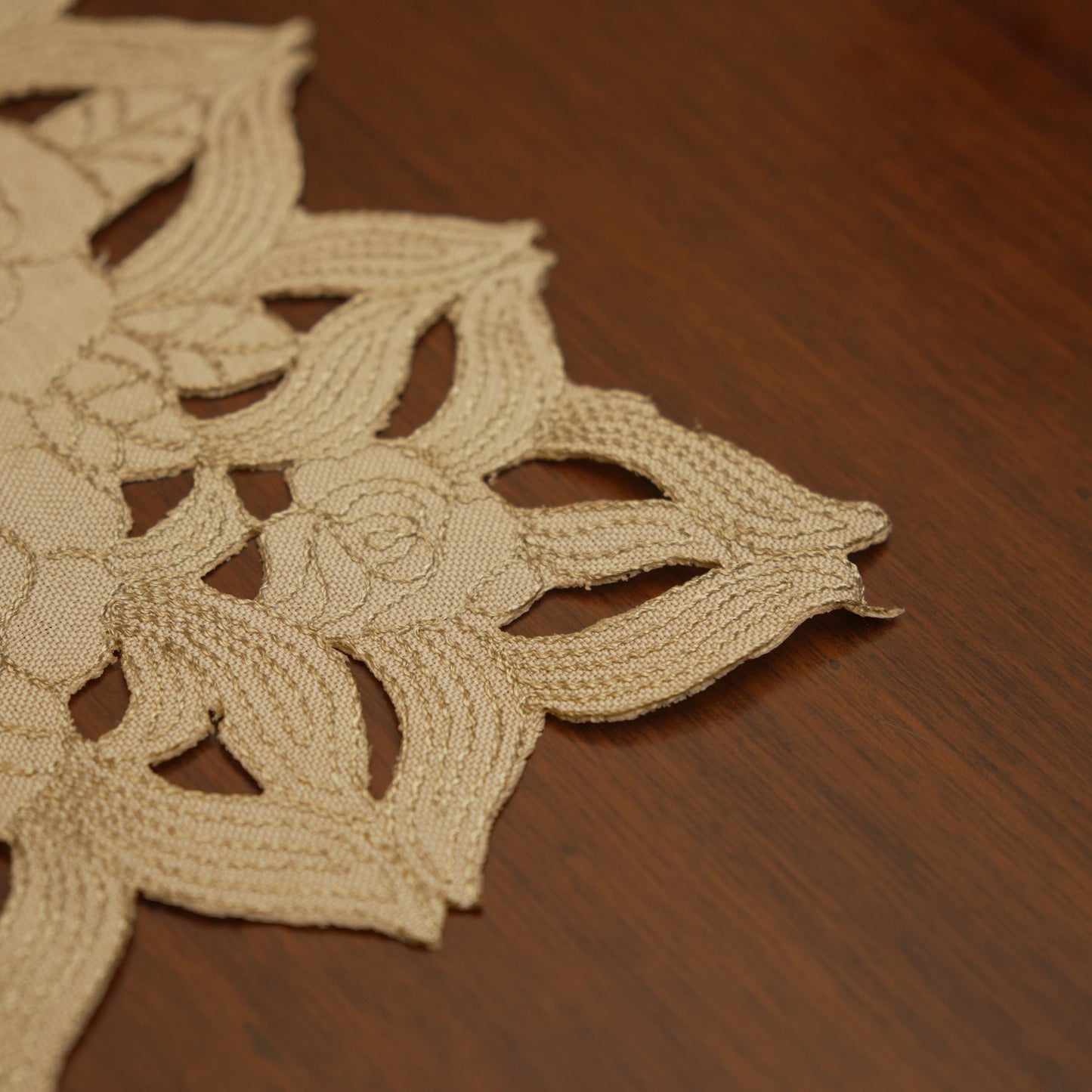Floral Cutwork Beige Table Mats (Set of 2)