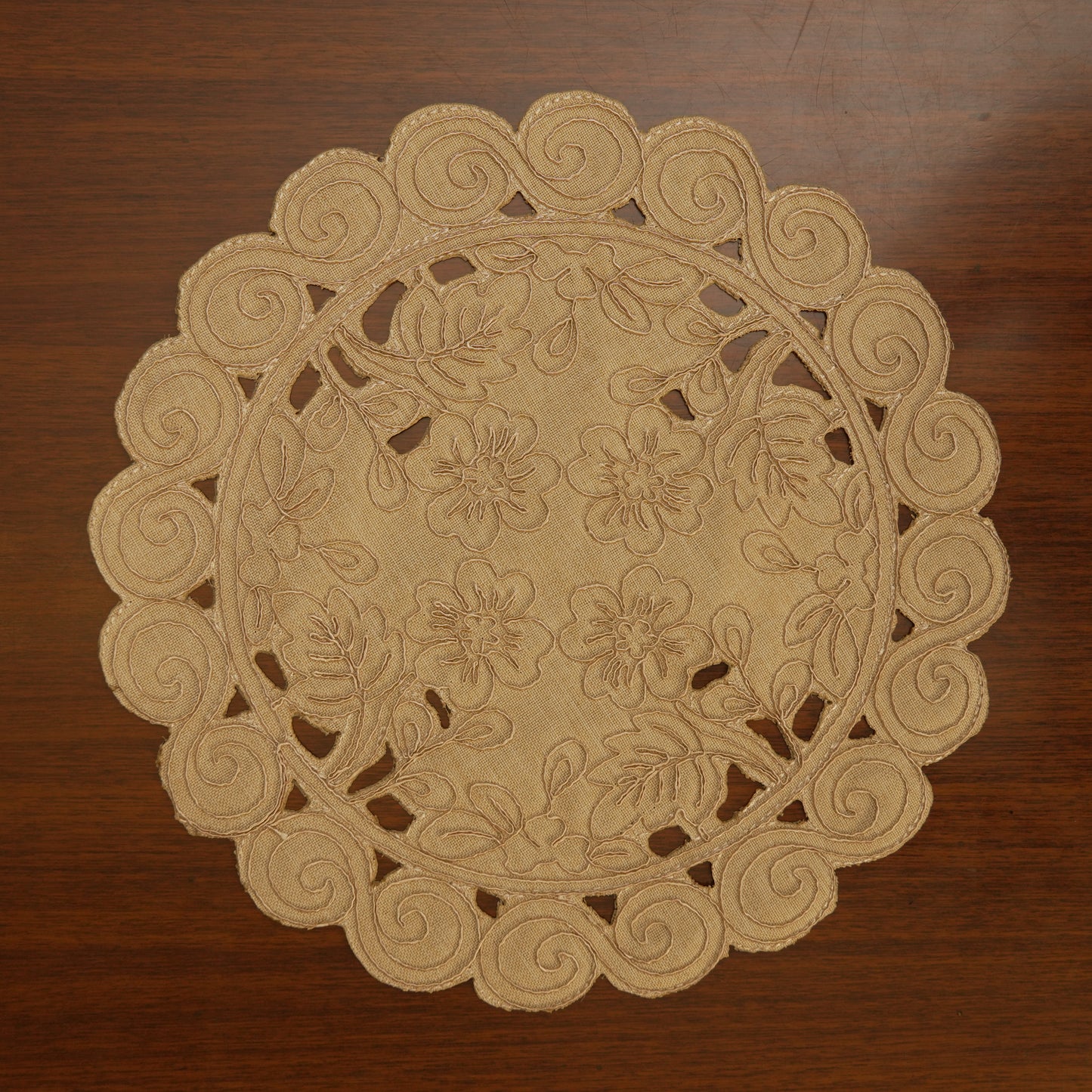 Rustic Beige Embroidered Table Mats (Set of 2)