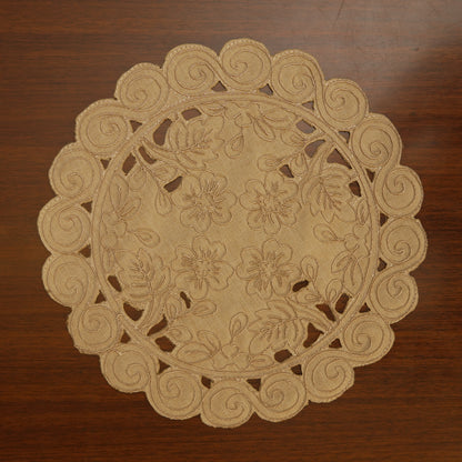 Rustic Beige Embroidered Table Mats (Set of 2)
