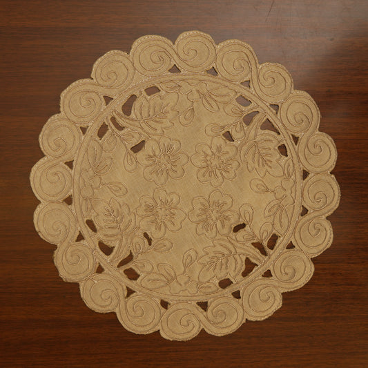 Rustic Beige Embroidered Table Mats (Set of 2)