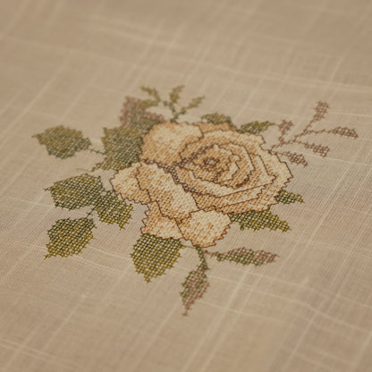 Premium Floral Embroidered Table Cloth – Minimal Beige Elegant Dining Linen