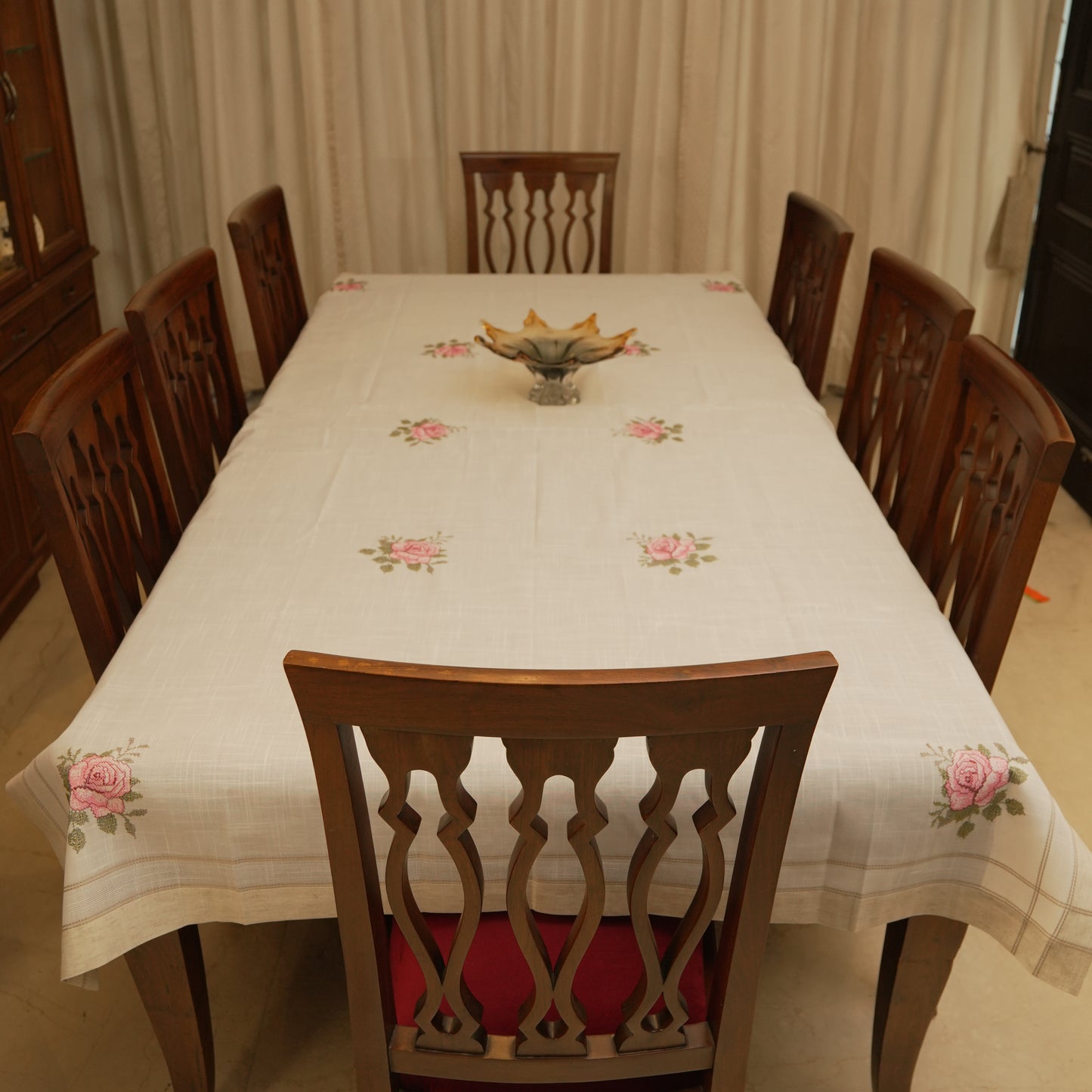 Premium Floral Embroidered Table Cloth