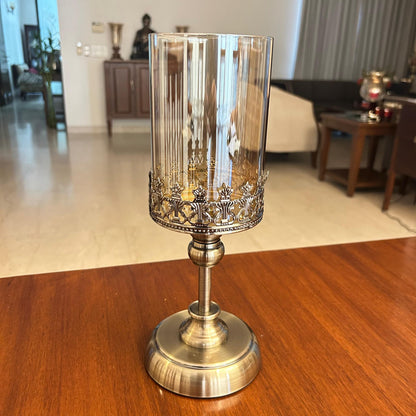 Elegant Glass & Metal Candle Holder (S)