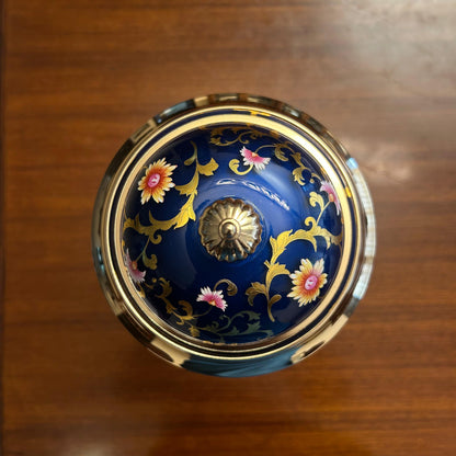 Royal Blue Enamel Golden Table Clock