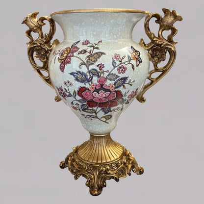 Elegant Decorative Ceramic Vase with Golden Accents
