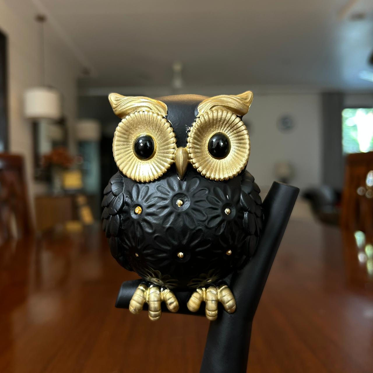 Black and Gold Owl Figurine - Small