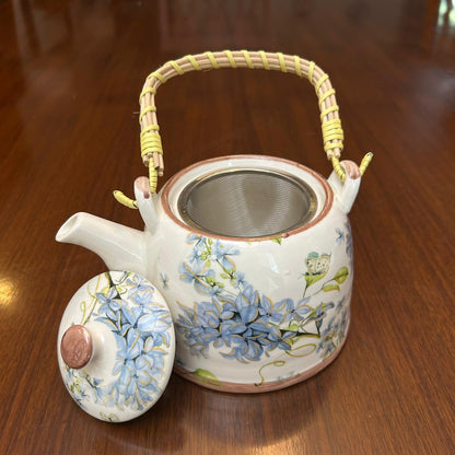 Oriental Blue & White Teapot with Sieve