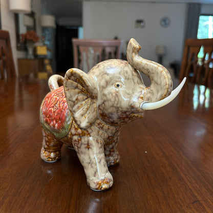 The Regal Parade – Ceramic Elephant Family Showpiece Set of 2