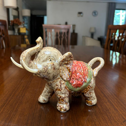 The Regal Parade – Ceramic Elephant Family Showpiece Set of 2