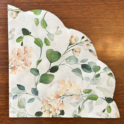 PAPER NAPKINS Premium Floral Scallop-Edge |Any Set of 5