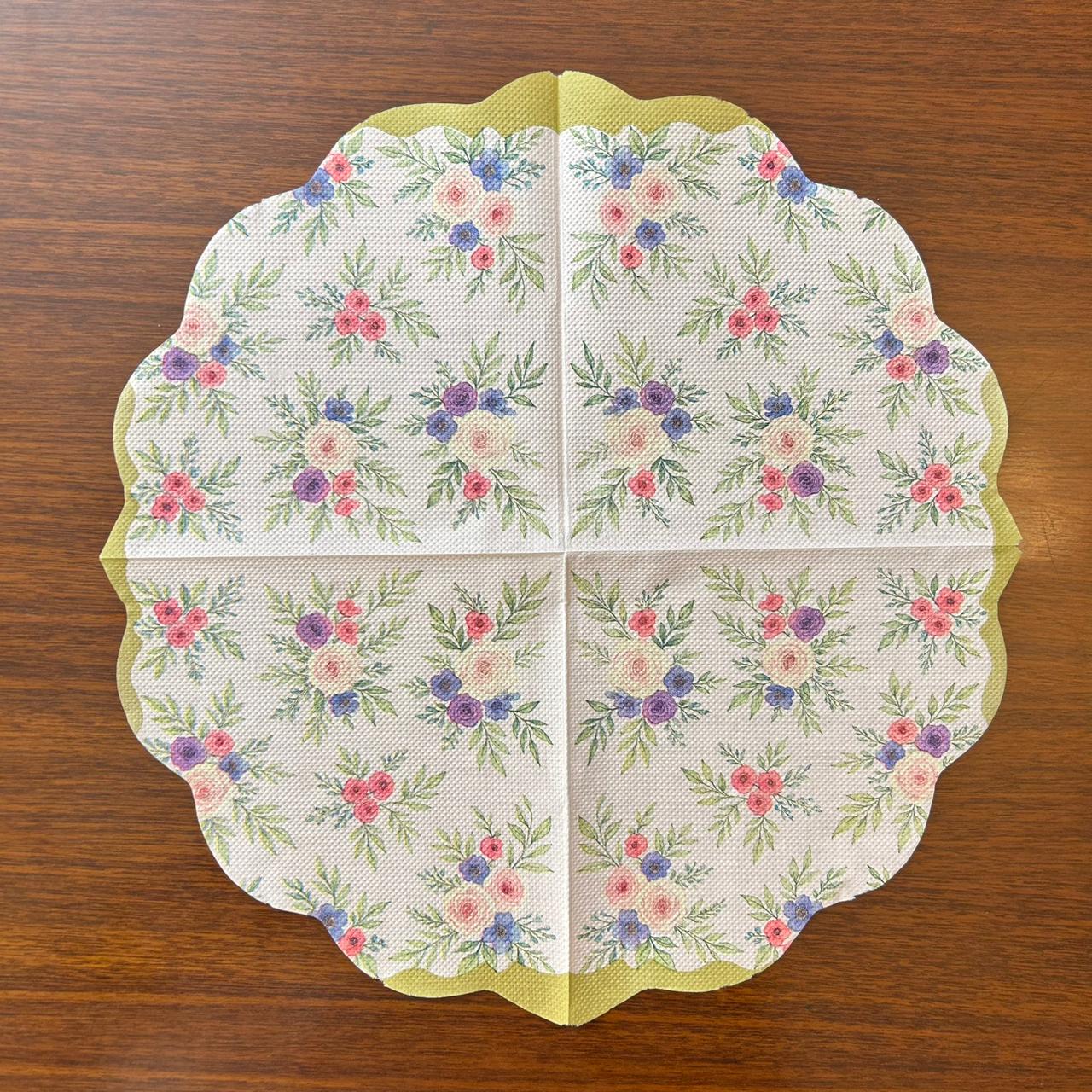 PAPER NAPKINS Premium Floral Scallop-Edge |Any Set of 5
