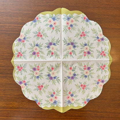 PAPER NAPKINS Premium Floral Scallop-Edge |Any Set of 5