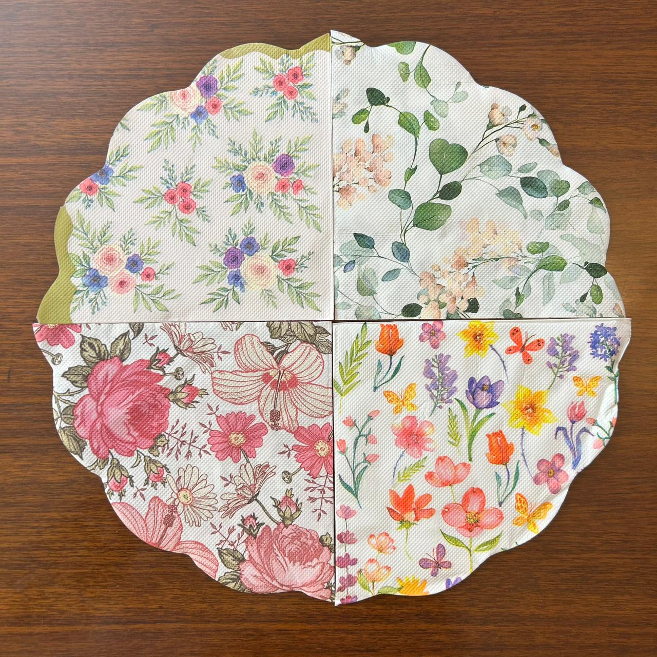 PAPER NAPKINS Premium Floral Scallop-Edge |Any Set of 5