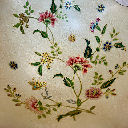 Vintage Floral Pedestal Centerpiece Bowl