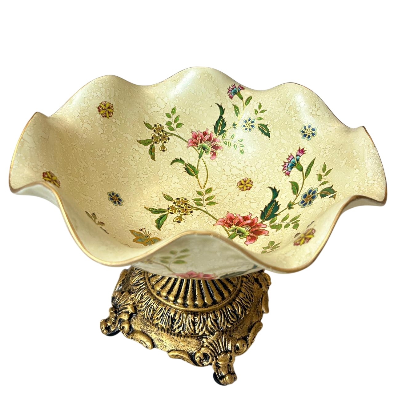 Vintage Floral Pedestal Centerpiece Bowl
