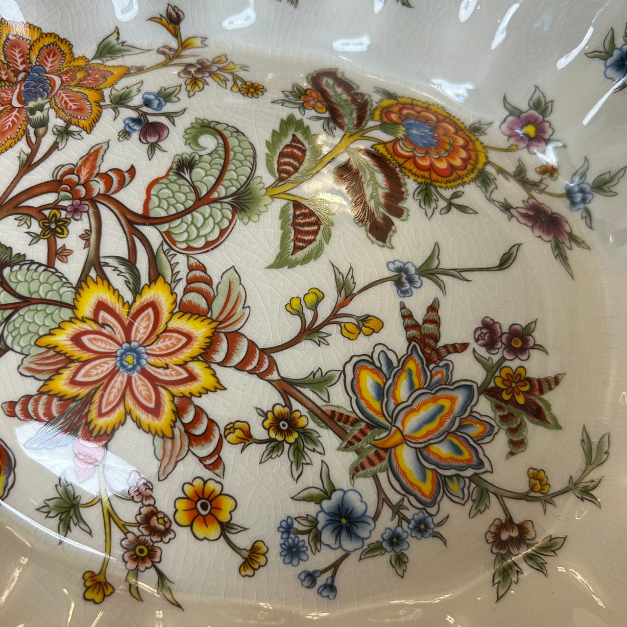 Vintage Floral Pedestal Centerpiece Bowl