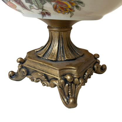 Vintage Floral Pedestal Centerpiece Bowl