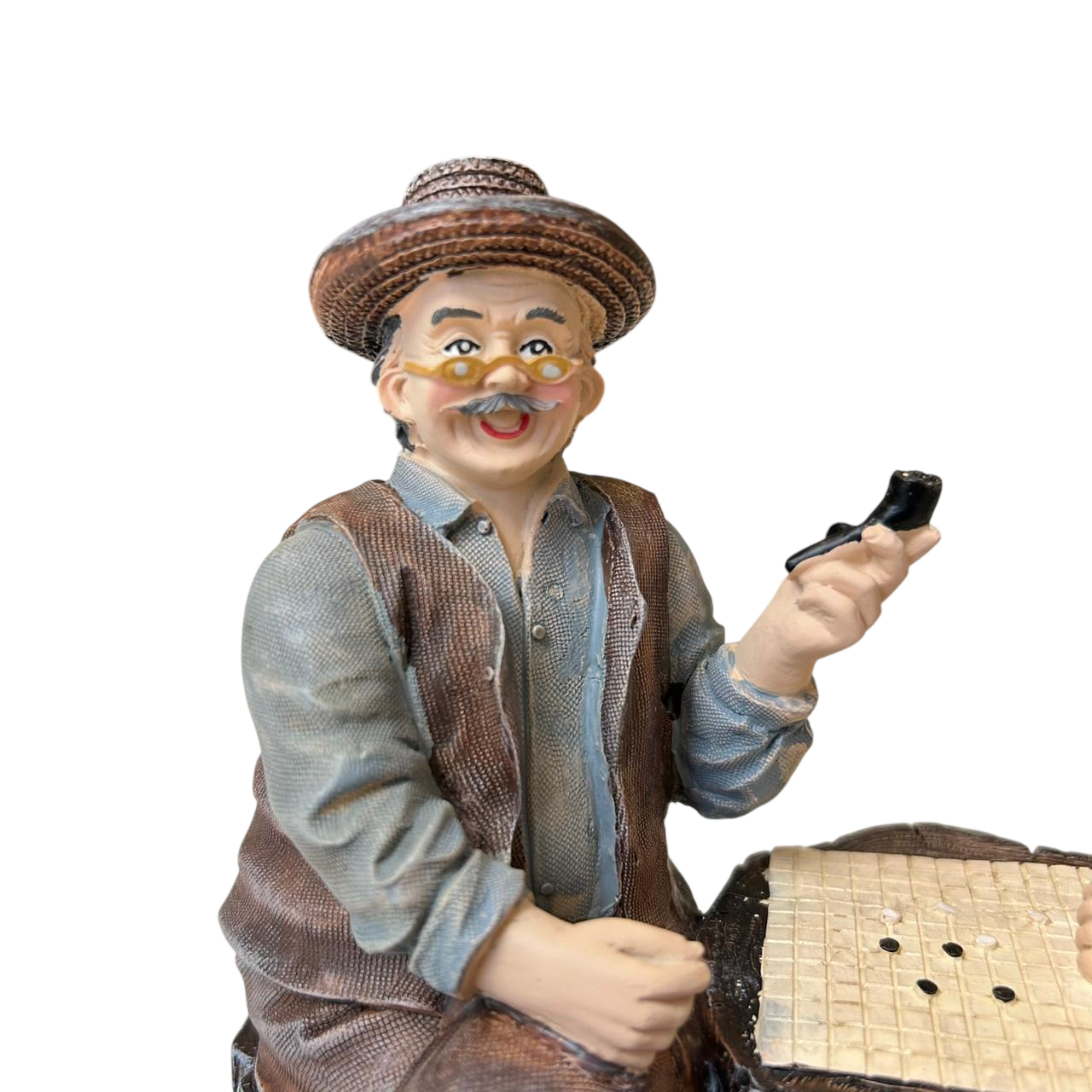 Vintage Grandparents Playing Board Game Figurine