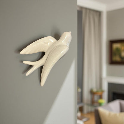 Elegant White Bird Wall Décor towards Right Direction - Single piece
