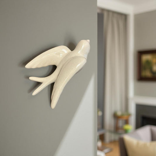 Elegant White Bird Wall Décor towards Right Direction - Single piece