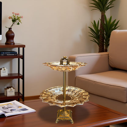 Elegant Two-Tier Decorative Crystal Stand