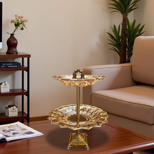 Elegant Two-Tier Decorative Crystal Stand