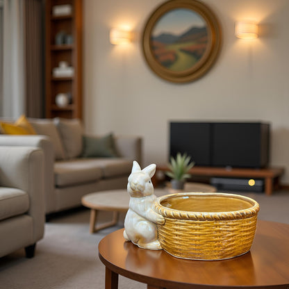 The Bunny Basket – Ceramic Rabbit Bowl Décor
