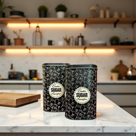 The Noir Sugar Set – Premium Black Storage Tins (2 pcs)