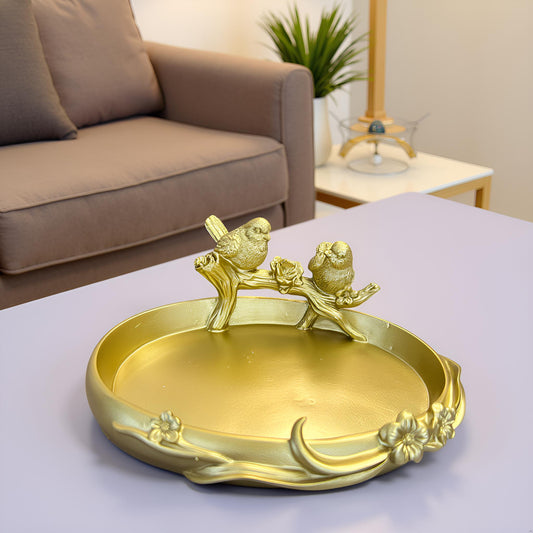 Luxury Golden Decorative Tray with Birds