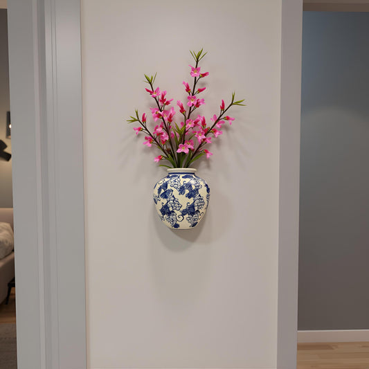 Oriental Blue & White Ceramic Wall Vase - Innovative Home Decor