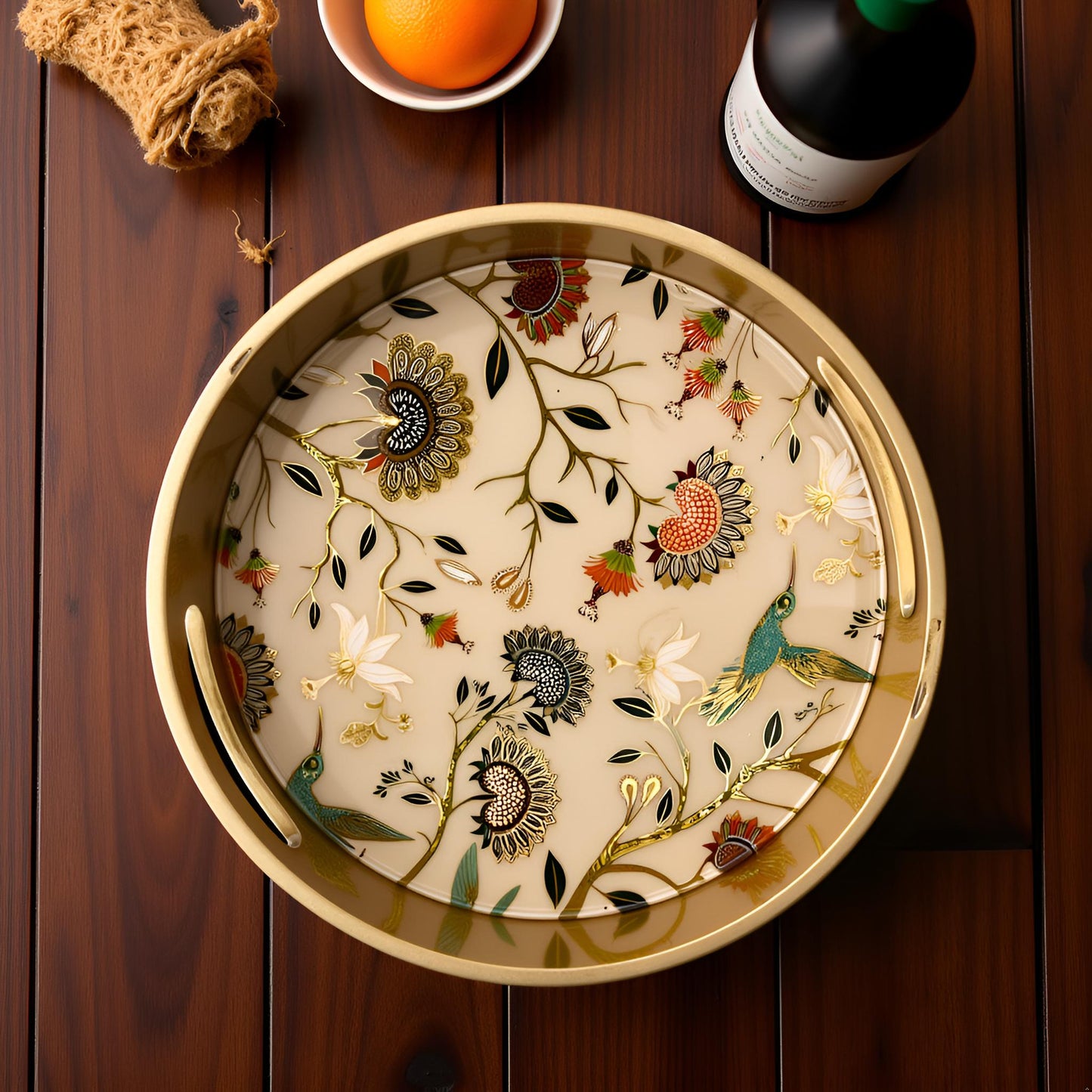 Golden Aviary Collection - Small Round Tray