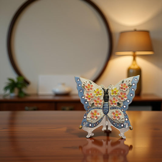 Ceramic Butterfly Showpiece with Floral Design – Elegant Home Décor Accent