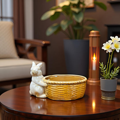 The Bunny Basket – Ceramic Rabbit Bowl Décor