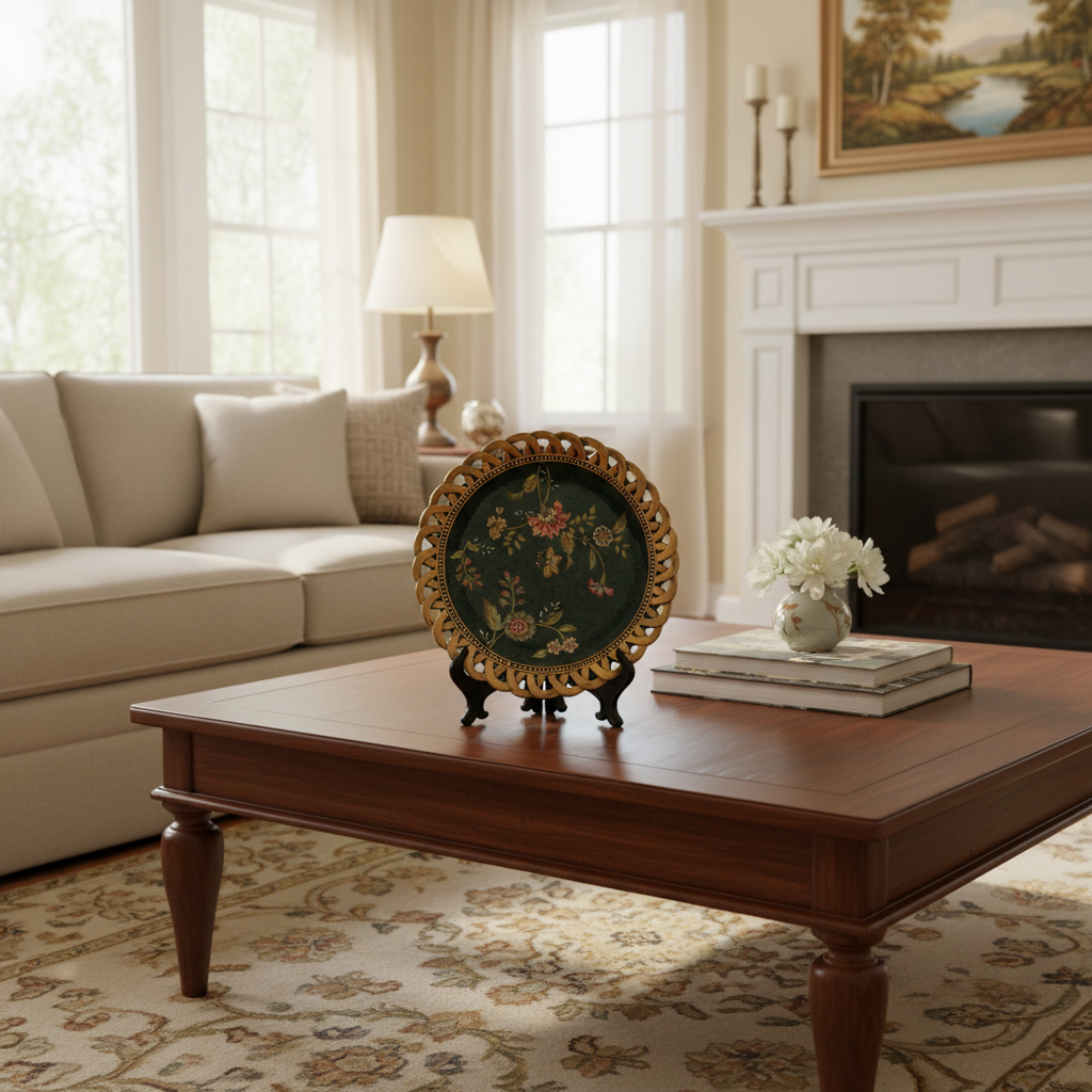 Elegant Forest Green Floral Decorative Wall Plate