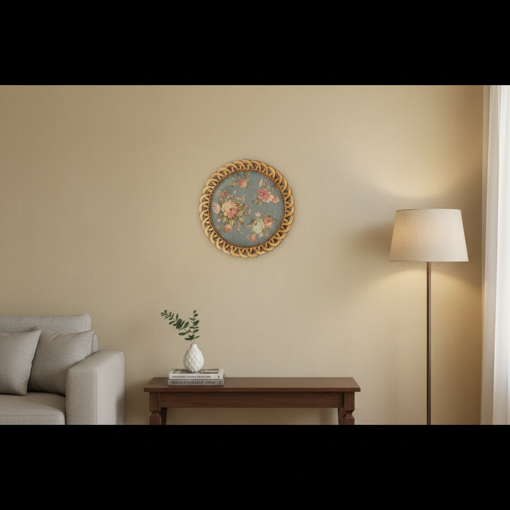 Elegant Blue Floral Decorative Wall Plate