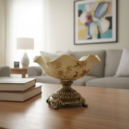 Vintage Floral Pedestal Centerpiece Bowl
