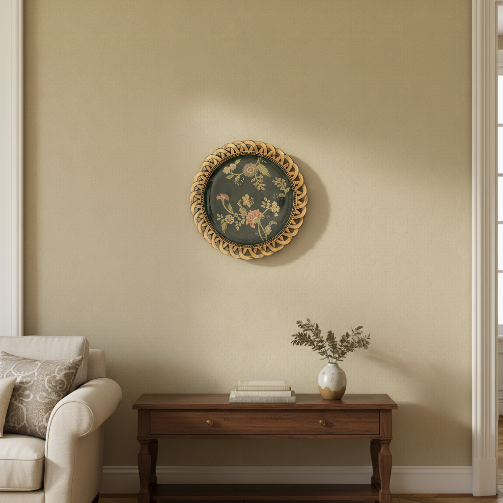 Elegant Forest Green Floral Decorative Wall Plate