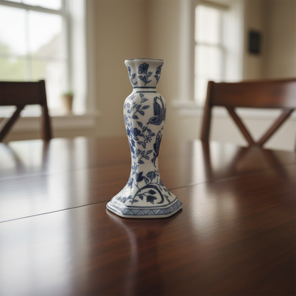 Blue & White Ceramic Bud Vase – Slim Floral Decorative Ceramic Vase