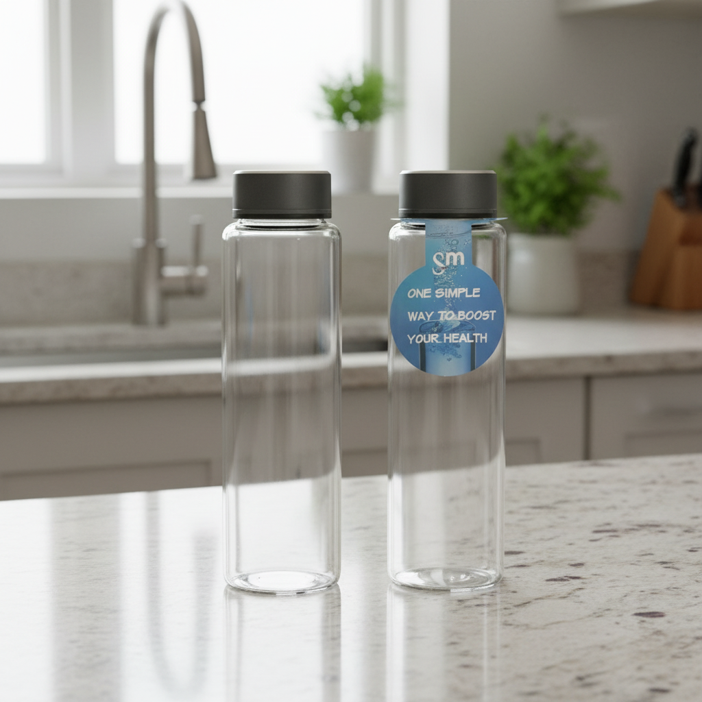 Slim Glass Bottle with Airtight Lid - Set of 2