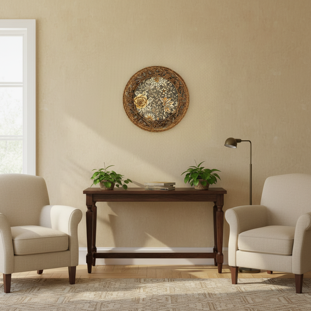 The Noir Bloom – Luxury Golden Floral Wall Plate