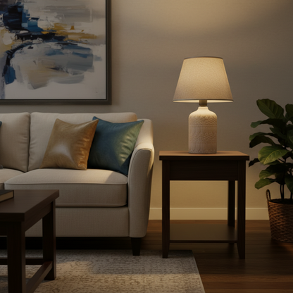Modern Beige Ceramic Bedside Lamp