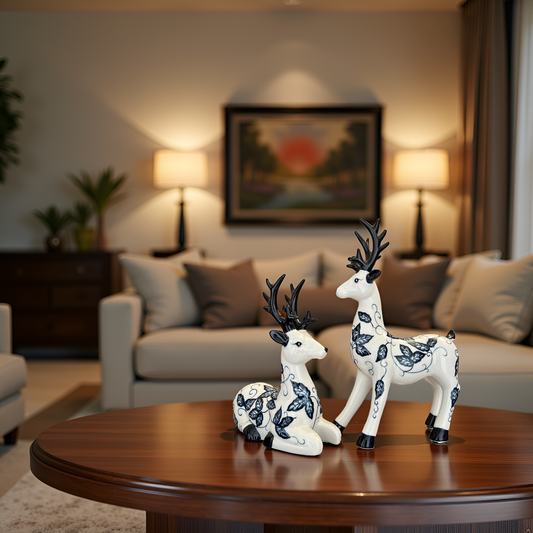 Elegant Ceramic Deer Figurines Set